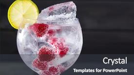  Presentation with cocktail - Slide set featuring gin tonic cocktail with raspberry background and a dark gray colored foreground