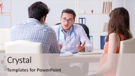  Presentation with pregnant woman doctor - Beautiful PPT layouts featuring ginecolog - pregnant woman with her husband backdrop and a  colored foreground