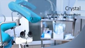  Presentation with free medical equipment - Beautiful presentation featuring ginecology - gynecological room with chair backdrop and a light blue colored foreground