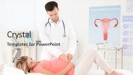  Presentation with gynecology - Presentation theme featuring ginecology - gynecology consultation pregnant woman background and a sky blue colored foreground