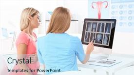  Presentation with pregnant woman doctor - Beautiful slides featuring ginecology - gynecology consultation pregnant woman backdrop and a sky blue colored foreground