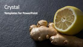  Presentation with ginger - Audience pleasing theme consisting of ginger and halved lemon backdrop and a dark gray colored foreground