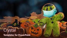  Presentation with covid - Theme with ginger-biscuits-with-face-mask background and a tawny brown colored foreground