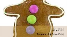 Presentation with cookie - Beautiful PPT theme featuring ginger-bread-cookie-man backdrop and a gold colored foreground
