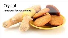  Presentation with root - Beautiful PPT theme featuring ginger cookies with fresh ginger root isolated on white backdrop and a white colored foreground