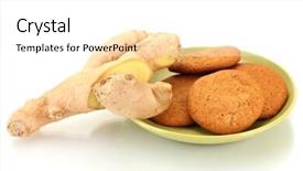  Presentation with root - Colorful PPT theme enhanced with ginger cookies with fresh ginger root isolated on white backdrop and a white colored foreground
