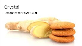  Presentation with root - PPT theme consisting of ginger cookies with fresh ginger root isolated on white background and a white colored foreground