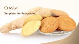  Presentation with root - PPT theme enhanced with ginger cookies with fresh ginger root isolated on white background and a cream colored foreground