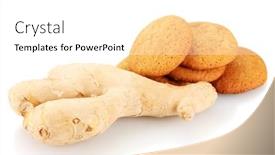  Presentation with root - Colorful PPT theme enhanced with ginger cookies with fresh ginger root isolated on white backdrop and a white colored foreground