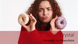  Presentation with ginger - Colorful PPT theme enhanced with ginger-curly-girl-grimacing backdrop and a crimson colored foreground