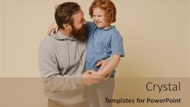  Presentation with ginger - PPT theme consisting of ginger-father-and-son-casually background and a coral colored foreground