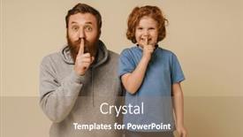  Presentation with ginger - PPT theme having ginger-father-and-son-casually background and a coral colored foreground