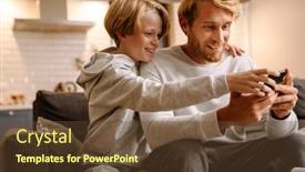  Presentation with mobile home - Presentation theme featuring ginger-man-using-mobile-phone background and a tawny brown colored foreground