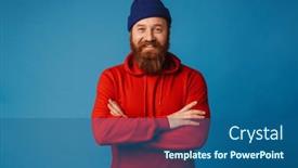  Presentation with ginger - Presentation theme consisting of ginger-man-wearing-blue-hat background and a ocean colored foreground