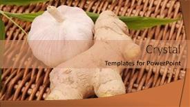  Presentation with ginger - Audience pleasing theme consisting of ginger on chopping board backdrop and a coral colored foreground