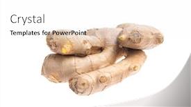  Presentation with root - PPT layouts with ginger-root-isolated-on-white background and a white colored foreground