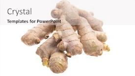  Presentation with root - Colorful slide deck enhanced with ginger-root-isolated-on-white backdrop and a lemonade colored foreground