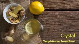 Presentation with ginger - Amazing theme having ginger sliced with lemon backdrop and a tawny brown colored foreground
