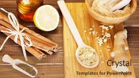  Presentation with ginger powder - Slide set enhanced with ginger tea ingredients background and a yellow colored foreground