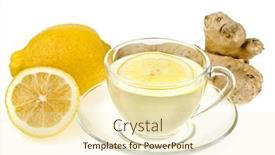  Presentation with ginger - Slide set consisting of ginger tea with lemon isolated background and a cream colored foreground