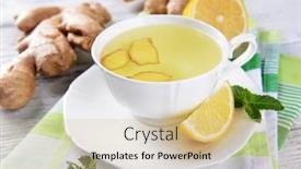  Presentation with ginger - PPT theme consisting of ginger-tea-with-lemon background and a soft green colored foreground