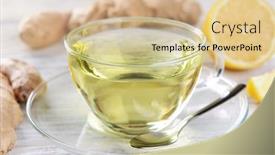  Presentation with lemon and ginger tea - Amazing slides having ginger tea with lemon on table close-up backdrop and a lemonade colored foreground