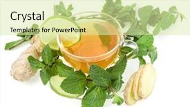  Presentation with ginger plant - Slides having ginger tea with lime background and a  colored foreground