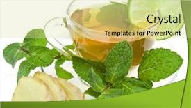  Presentation with lemon lime - Presentation theme having old parcel tied with a string isolated on white background background and a lemonade colored foreground