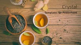  Presentation with black tea - Theme enhanced with ginger-tea-with-sage-leaves background and a coral colored foreground