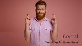  Presentation with pink white - Theme with ginger-white-man-with-beard background and a coral colored foreground