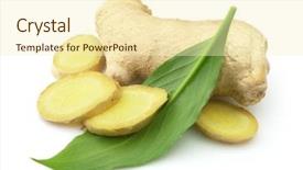  Presentation with ginger - Beautiful PPT theme featuring ginger with leaves backdrop and a cream colored foreground