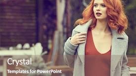  Presentation with clothing wooden clothes hanger object - Slides consisting of ginger woman in autum clothes background and a  colored foreground