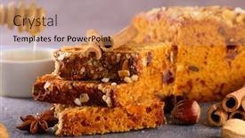  Presentation with gingerbread - Amazing presentation design having gingerbread-cake-with-spices backdrop and a coral colored foreground