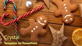  Presentation with gingerbread - Colorful slide set enhanced with gingerbread-christmas-tree-and-gifts backdrop and a tawny brown colored foreground