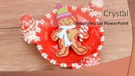  Presentation with gingerbread - Beautiful theme featuring gingerbread-cookie-in-bowl backdrop and a coral colored foreground