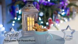  Presentation with gingerbread man - Beautiful presentation theme featuring gingerbread-cookie-man-takes backdrop and a light blue colored foreground