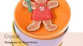  Presentation with gingerbread - Audience pleasing presentation consisting of gingerbread-cookie-woman-in-bowl backdrop and a coral colored foreground
