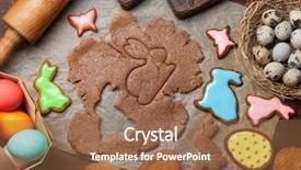  Presentation with greeting card - Presentation theme with gingerbread cookies and colorful egg background and a coral colored foreground