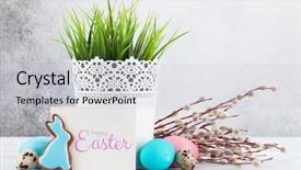  Presentation with happy birthday mama greeting card - Beautiful presentation design featuring gingerbread cookies and easter egg backdrop and a light gray colored foreground