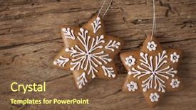  Presentation with gingerbread - PPT theme featuring gingerbread-cookies-hanging-over-wooden background and a tawny brown colored foreground
