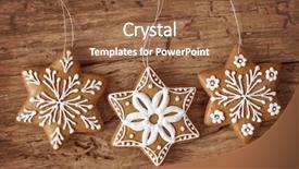 Presentation with delicious christmas cookies - Amazing presentation design having gingerbread cookies hanging over wooden backdrop and a tawny brown colored foreground