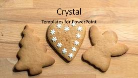  Presentation with heart shape tree - Audience pleasing PPT theme consisting of gingerbread cookies of christmas tree backdrop and a coral colored foreground