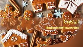  Presentation with christmas blank wooden signboard - Audience pleasing PPT layouts consisting of gingerbread cookies on wooden table backdrop and a tawny brown colored foreground