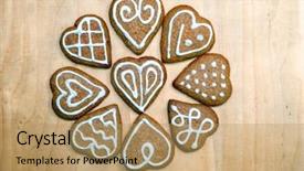  Presentation with gingerbread - Presentation design with heart-shaped christmas gingerbread cookies background and a coral colored foreground