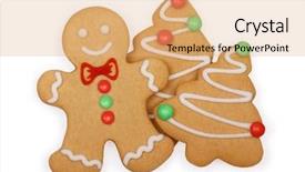  Presentation with delicious christmas cookies - Theme having gingerbread cookies background and a coral colored foreground