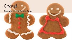  Presentation with gingerbread man - Presentation theme with gingerbread couple background and a coral colored foreground
