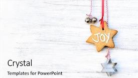  Presentation with silver christmas - Slide set with gingerbread decorations silver bells background and a sky blue colored foreground