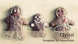  Presentation with vintage christmas - Presentation theme with gingerbread family handmade in home decorated by children vintage christmas background and a lemonade colored foreground