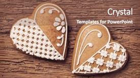  Presentation with cookies christmas - PPT theme consisting of gingerbread heart cookies background and a tawny brown colored foreground