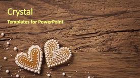  Presentation with delicious christmas cookies - PPT theme with gingerbread heart cookies background and a tawny brown colored foreground